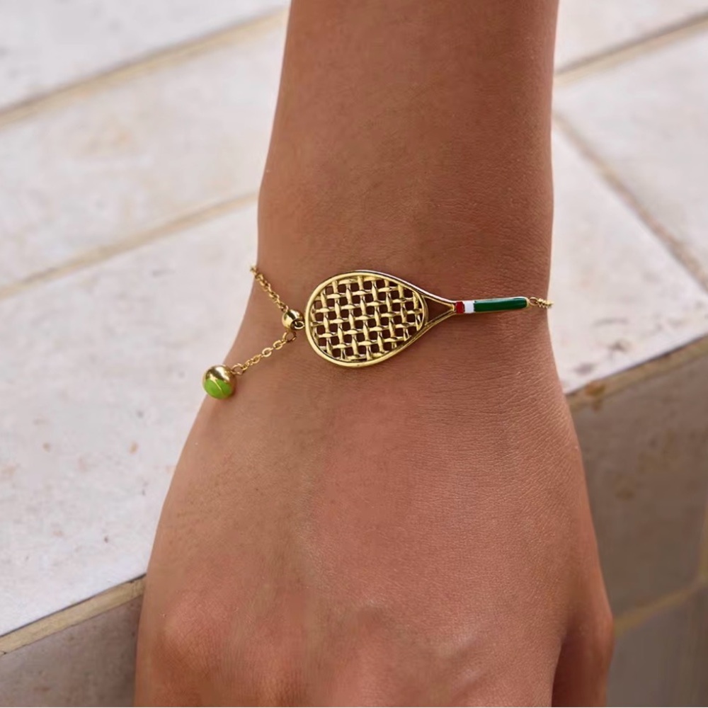New adjustable Gold Tennis Racket Bracelet